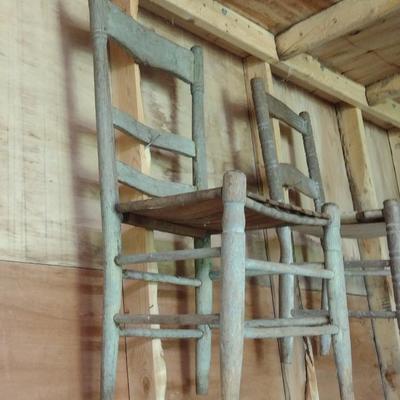 Pair of Antique Farm Chairs (B)