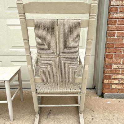 Pair of Wooden Rockers and Table