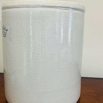 Antique 6Gallon Stoneware Crock Blue Crown~ READ MEASUREMENTS |
