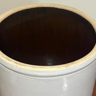 Antique 6Gallon Stoneware Crock Blue Crown~ READ MEASUREMENTS |