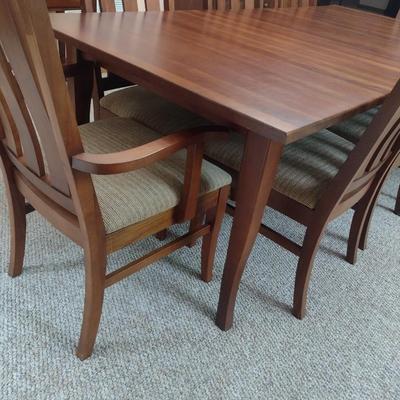 Vintage Solid Cherry Wood Dining Table with Eight Chairs by Crescent of Tennessee