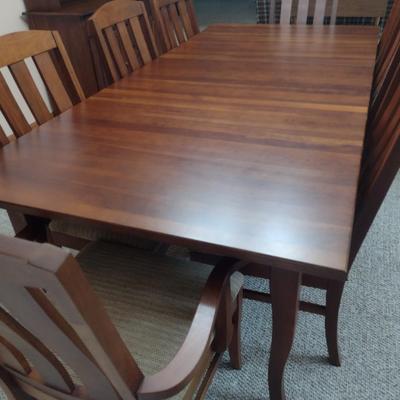 Vintage Solid Cherry Wood Dining Table with Eight Chairs by Crescent of Tennessee