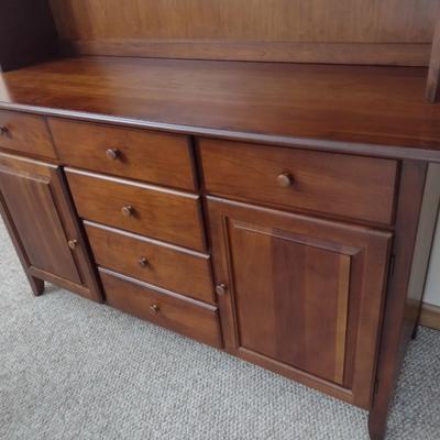 Vintage Solid Cherry Wood Buffet Hutch (No Contents)