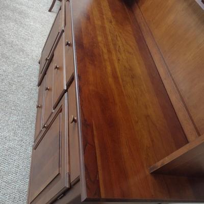 Vintage Solid Cherry Wood Buffet Hutch (No Contents)