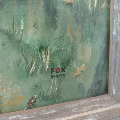 Framed Original Art Natural Wood Frame by Artist Fox 1979