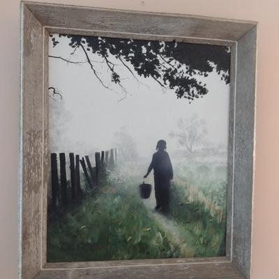Framed Original Art Natural Wood Frame by Artist Fox 1979