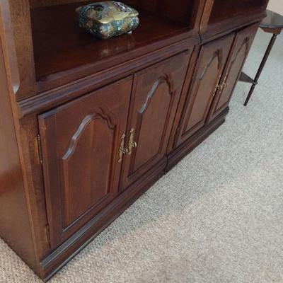 Pair of Matching Solid Cherry Wood Bookcase Wall Units (No Contents)