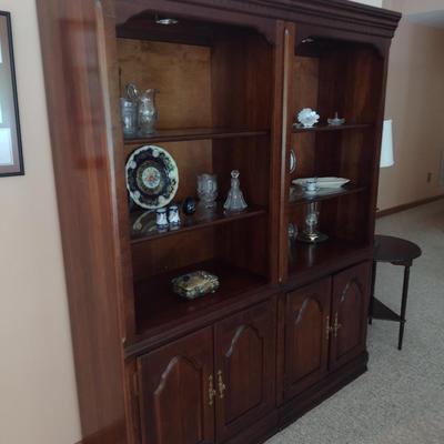 Pair of Matching Solid Cherry Wood Bookcase Wall Units (No Contents)