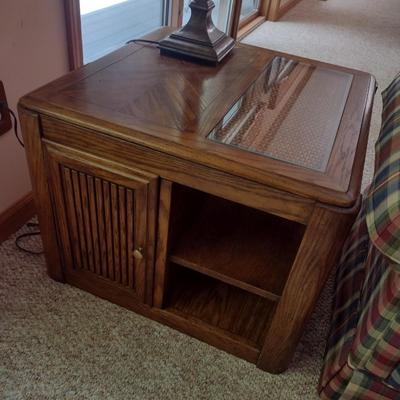 Solid Wood Side Table with Double Sided Storage
