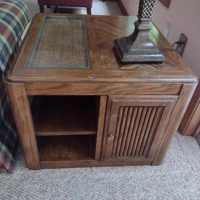 Solid Wood Side Table with Double Sided Storage