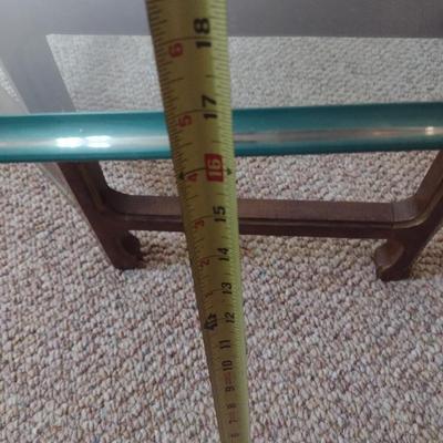 Octagonal Glass Top Coffee Table with Wood Base