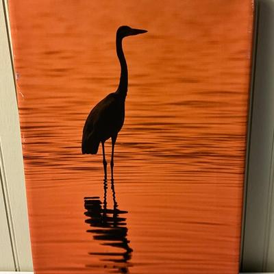 Lot# 171 Ernie Swanson Heron At Sunset Photograph on Canvas