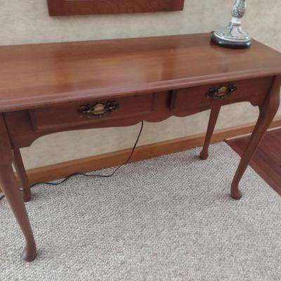 Cherry Wood Double Drawer Console Foyer Table