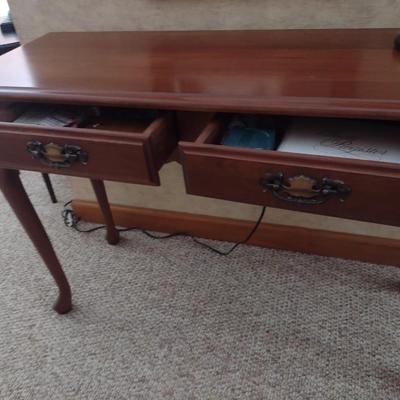 Cherry Wood Double Drawer Console Foyer Table