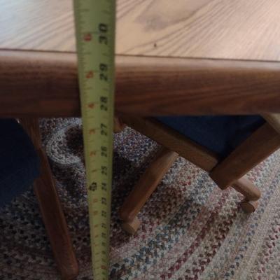 Octagonal Oak Wood Dining Table with Four Matching Chairs