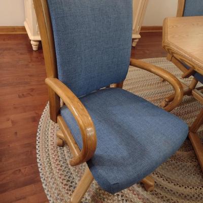 Octagonal Oak Wood Dining Table with Four Matching Chairs