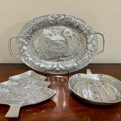 PEWTER Embossed Plater & Trays