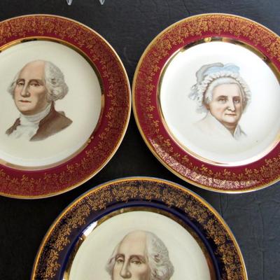 Antique George/Martha Washington 7" Plates, Capsco, Washington DC, 22K, Nice!
