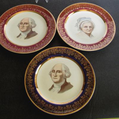 Antique George/Martha Washington 7" Plates, Capsco, Washington DC, 22K, Nice!