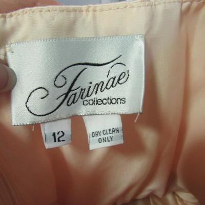 Vintage Ladies Fancy Gown, Pink Dress With Sequinned Lace, Farinae Collection, Size 12