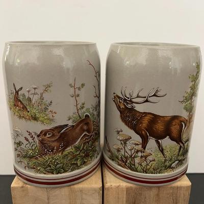 Six Werner Corzelius German Stoneware Beer Mug Tankard Steins