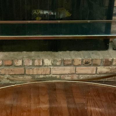Brass and glass long sofa table, made by Hammary furniture