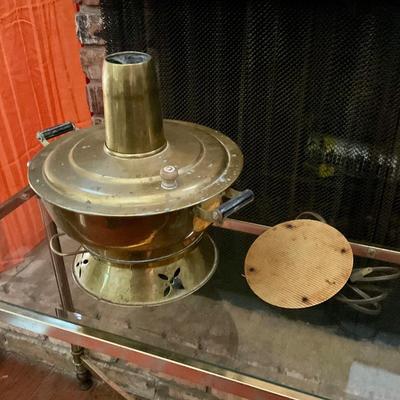 Brass Hot pot, has an electric hot plate included, or can use charcoal