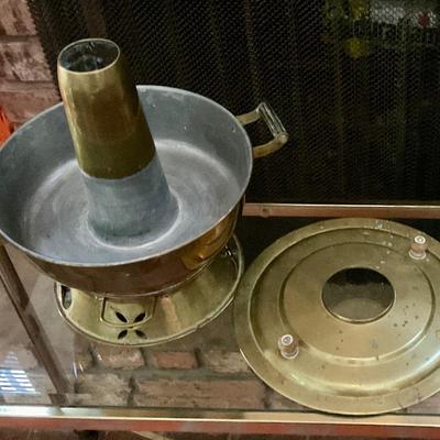 Brass Hot pot, has an electric hot plate included, or can use charcoal