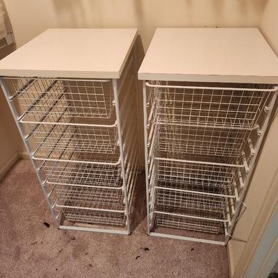 Pair Wire Storage Basket Racks