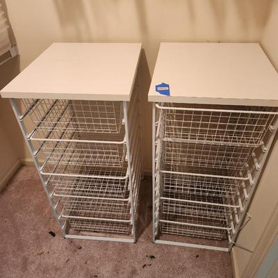Pair Wire Storage Basket Racks