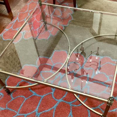 Hammary square brass and beveled glass coffee table