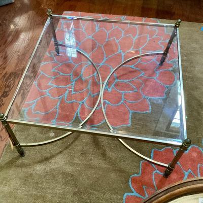 Hammary square brass and beveled glass coffee table