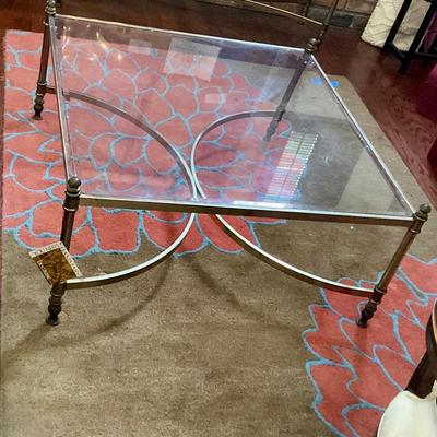 Hammary square brass and beveled glass coffee table