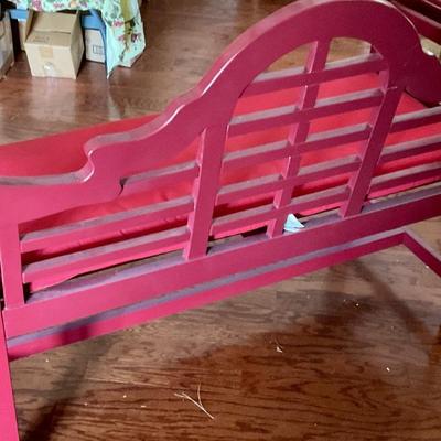 Asian style red bench with seat cushion