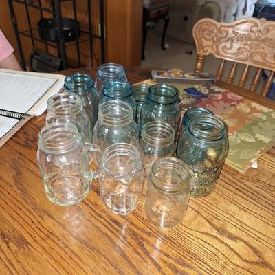 ball glass jars blue & clear