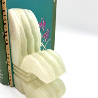 White Onyx Fleur De Lis Bookends & Books