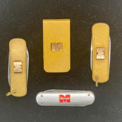 Monsanto 12K GF Money Clip and Pocket Knives