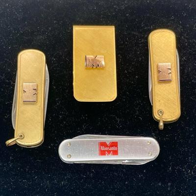 Monsanto 12K GF Money Clip and Pocket Knives