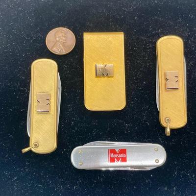Monsanto 12K GF Money Clip and Pocket Knives