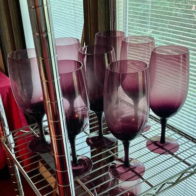 Set of 8 blown glass stems in purple 8.5” tall