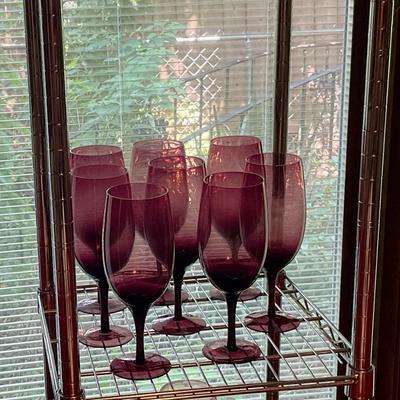 Set of 8 blown glass stems in purple 8.5” tall