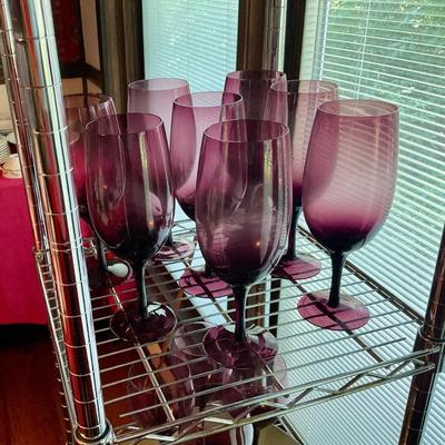 Set of 8 blown glass stems in purple 8.5” tall
