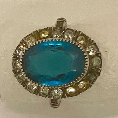 Sterling Silver Ring with Topaz and Diamond Chips