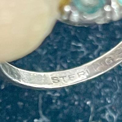 Sterling Silver Ring with Topaz and Diamond Chips