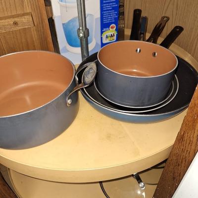 copper pot & pan 5pc lot