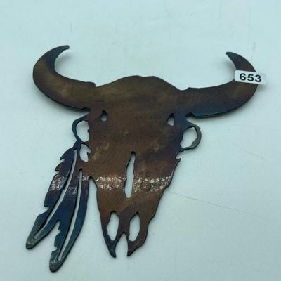 Metal cow skull hanging