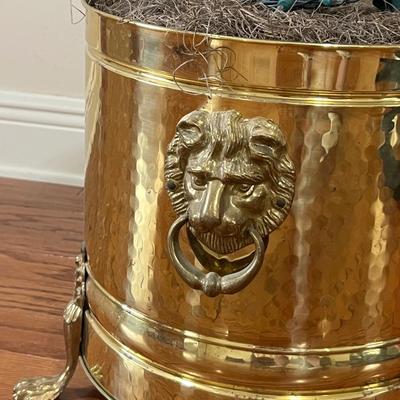 Over 6 1/2 Feet Tall Tree & Vintage Brass Footed Planter