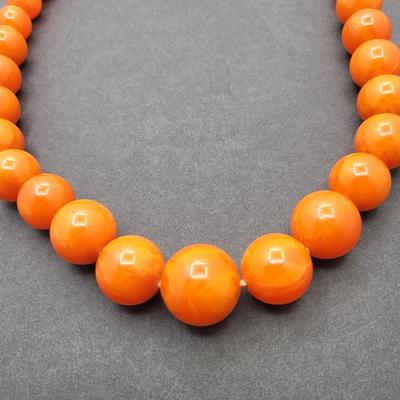 Coral Colored Bakelite? Coral Tulip Necklace & Vintage Ballerina Scarf