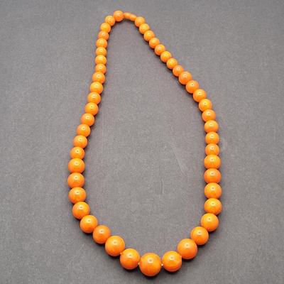 Coral Colored Bakelite? Coral Tulip Necklace & Vintage Ballerina Scarf