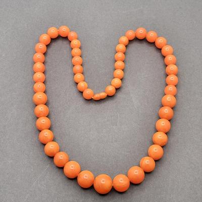 Coral Colored Bakelite? Coral Tulip Necklace & Vintage Ballerina Scarf